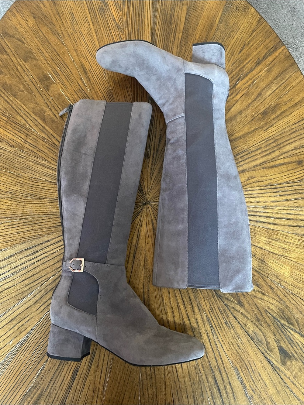 Cole Haan Gray Suede Knee-High Block Heel Boots
